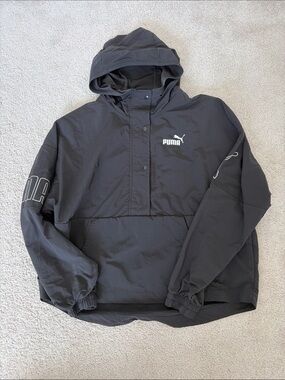 Puma W Black Hooded Windbreaker